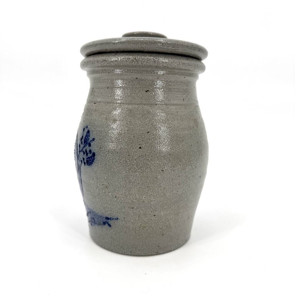Vintage ROWE POTTERY WORKS 1989 Blueberry Basket Handmade Crock w/Lid ~ 1.5 qt. - Picture 3 of 13